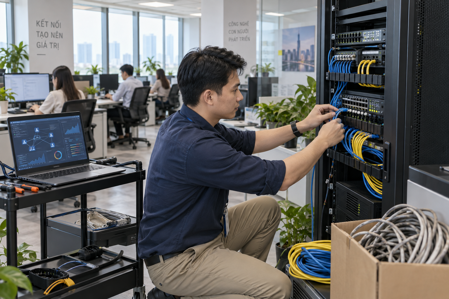 Thi công mạng LAN văn phòng ổn định, dễ mở rộng 2 Khi nào văn phòng nên thi công hoặc nâng cấp mạng LAN? - Dịch vụ mạng - CÔNG TY CÔNG NGHỆ TIN HỌC PHI LIÊM